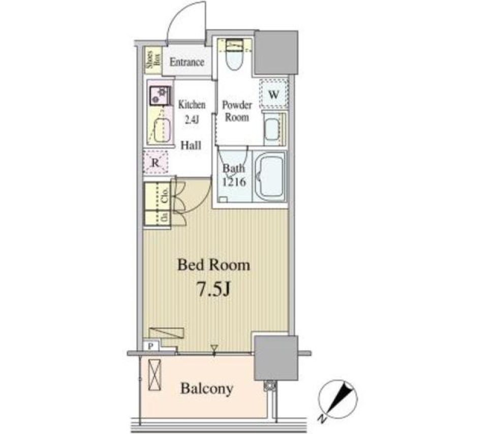 豊洲の生活しやすいシンプルなお部屋の間取り図