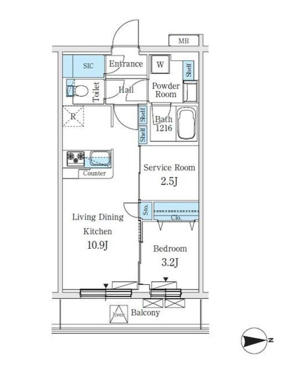 爽やかなイメージの白を基調としたお部屋は、開放的な空間を作り出してくれます。
※写真は同タイプ住戸です。
