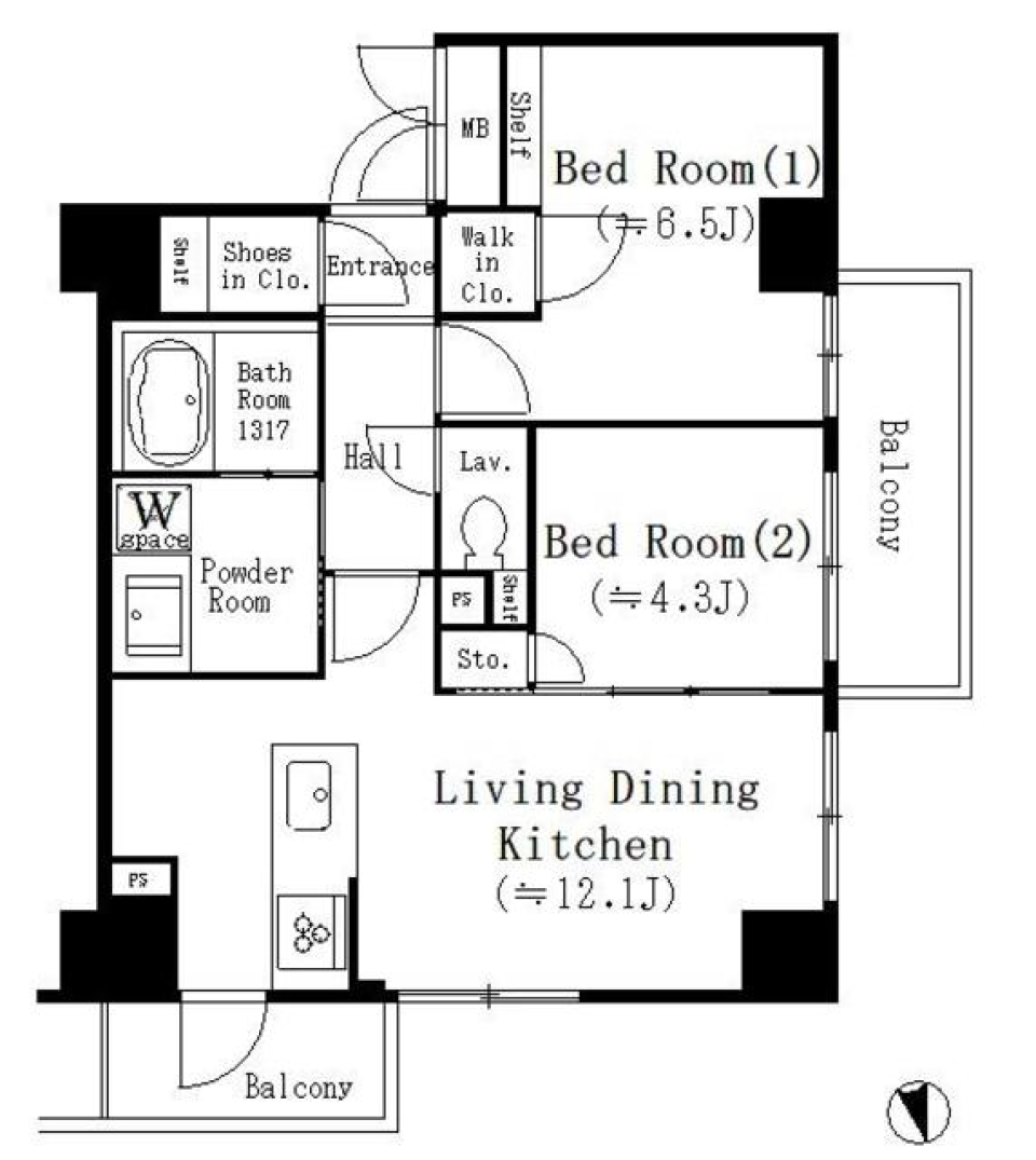 自然に囲まれた2LDK！の間取り図