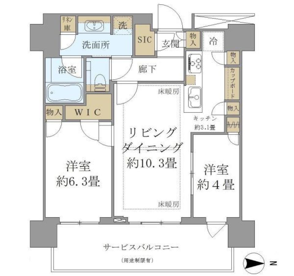 ＴＨＥ　ＹＯＫＯＨＡＭＡ　ＦＲＯＮＴ　ＴＯＷＥＲ　2207号室［新築］の間取り図