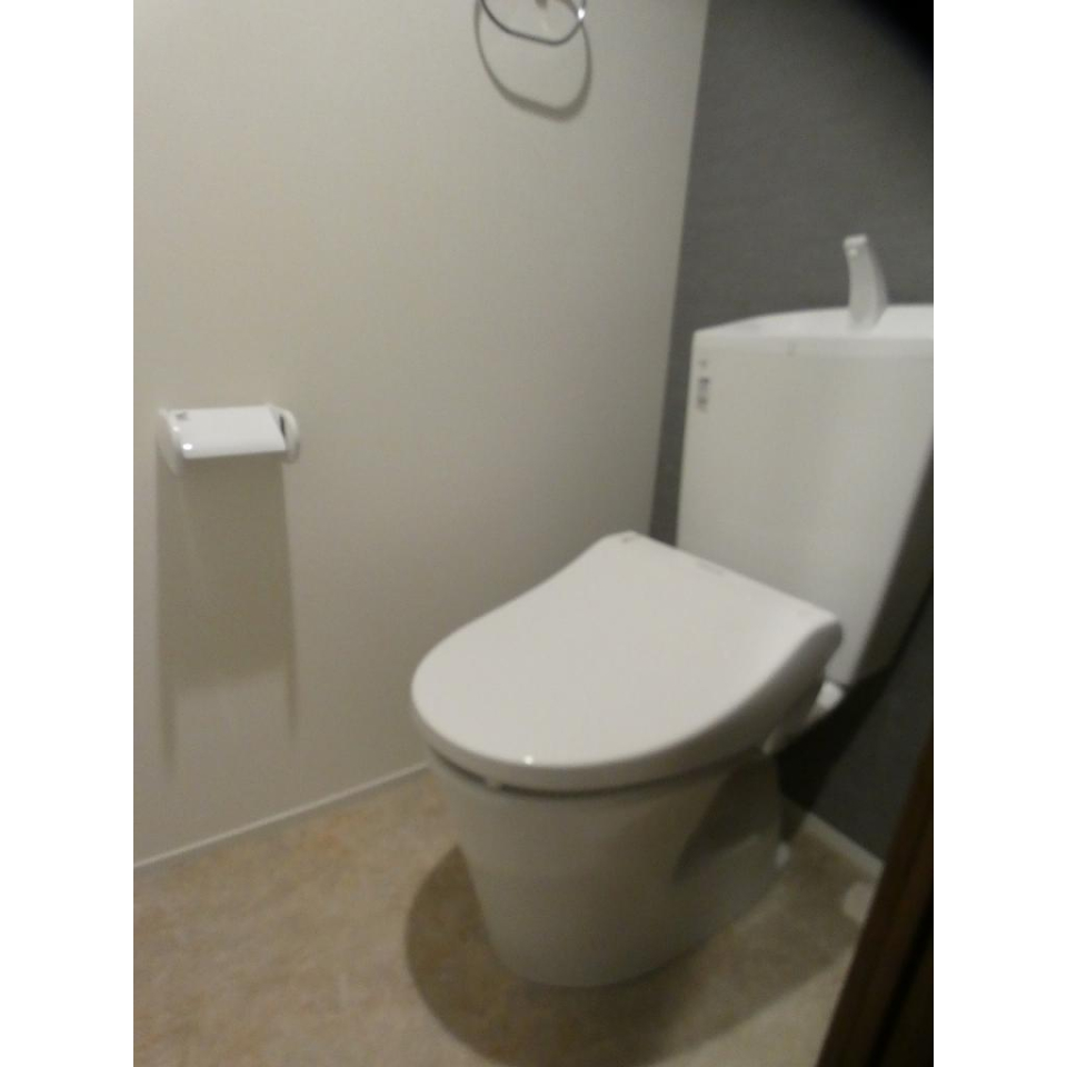 朗報です。ウォシュレット付きのおトイレです。あと、便座もあったかくなるタイプですよ。
