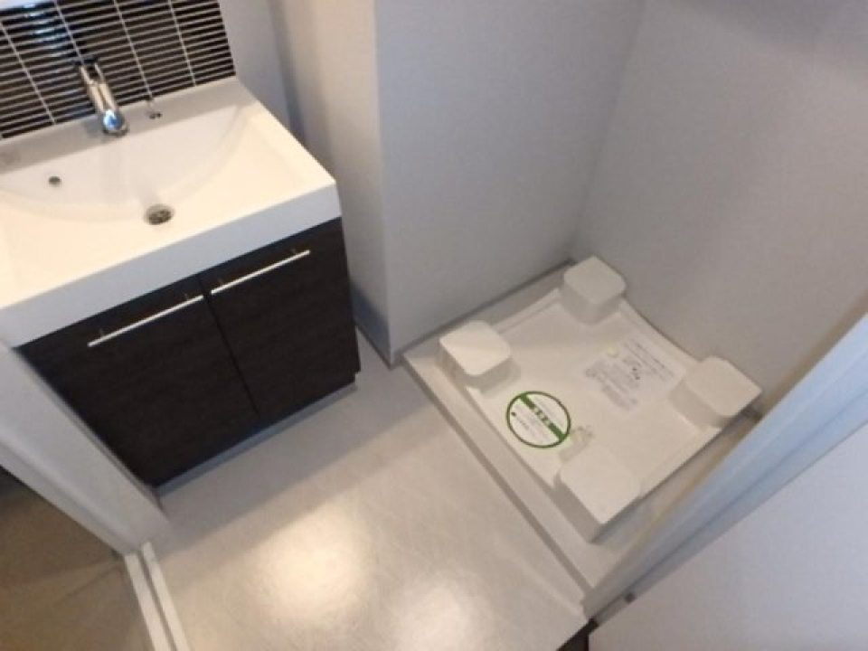 洗面台と室内洗濯機置き場い洗面台でつけ置き、洗濯機を回し、浴室乾燥機へ。素晴らしい動線！