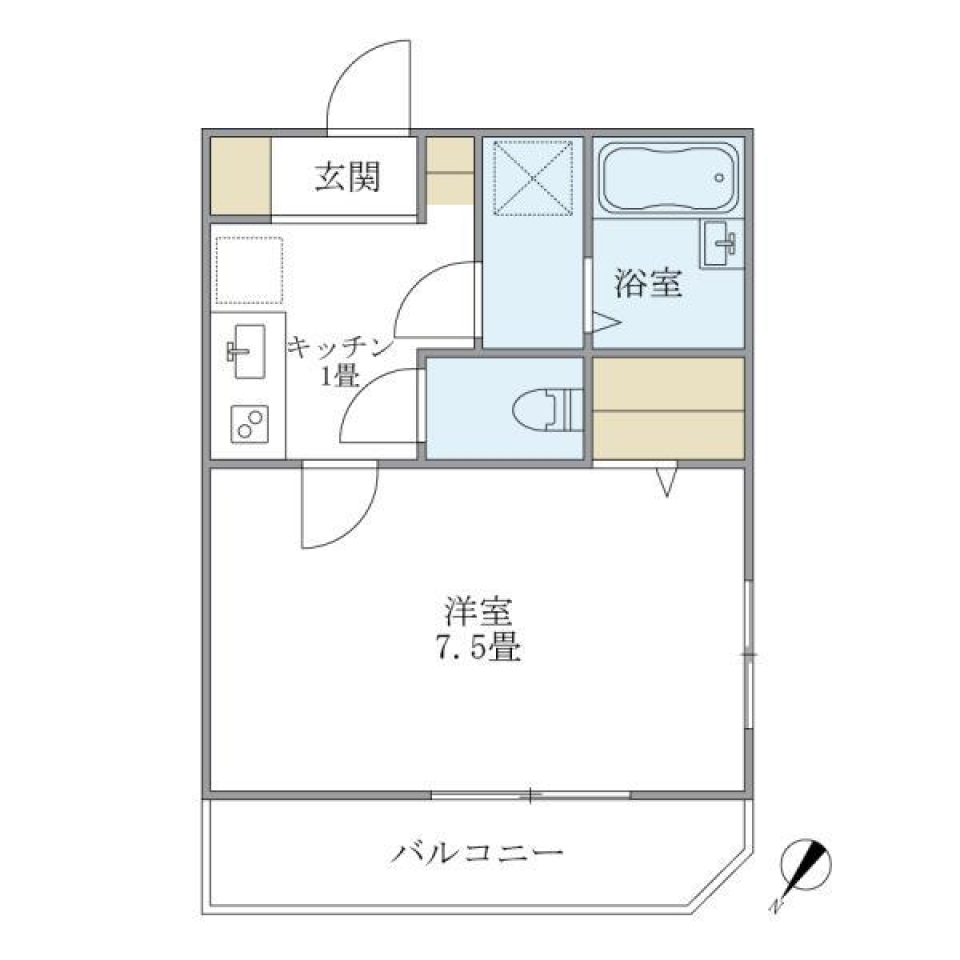 世田谷での快適な生活をリーズナブルに実現する１Rの間取り図