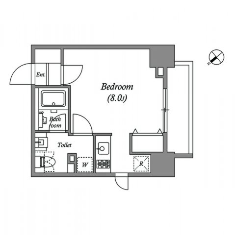 1Kの間取りです。