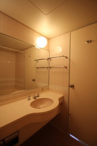 このレトロな感じの洗面台、エモい。