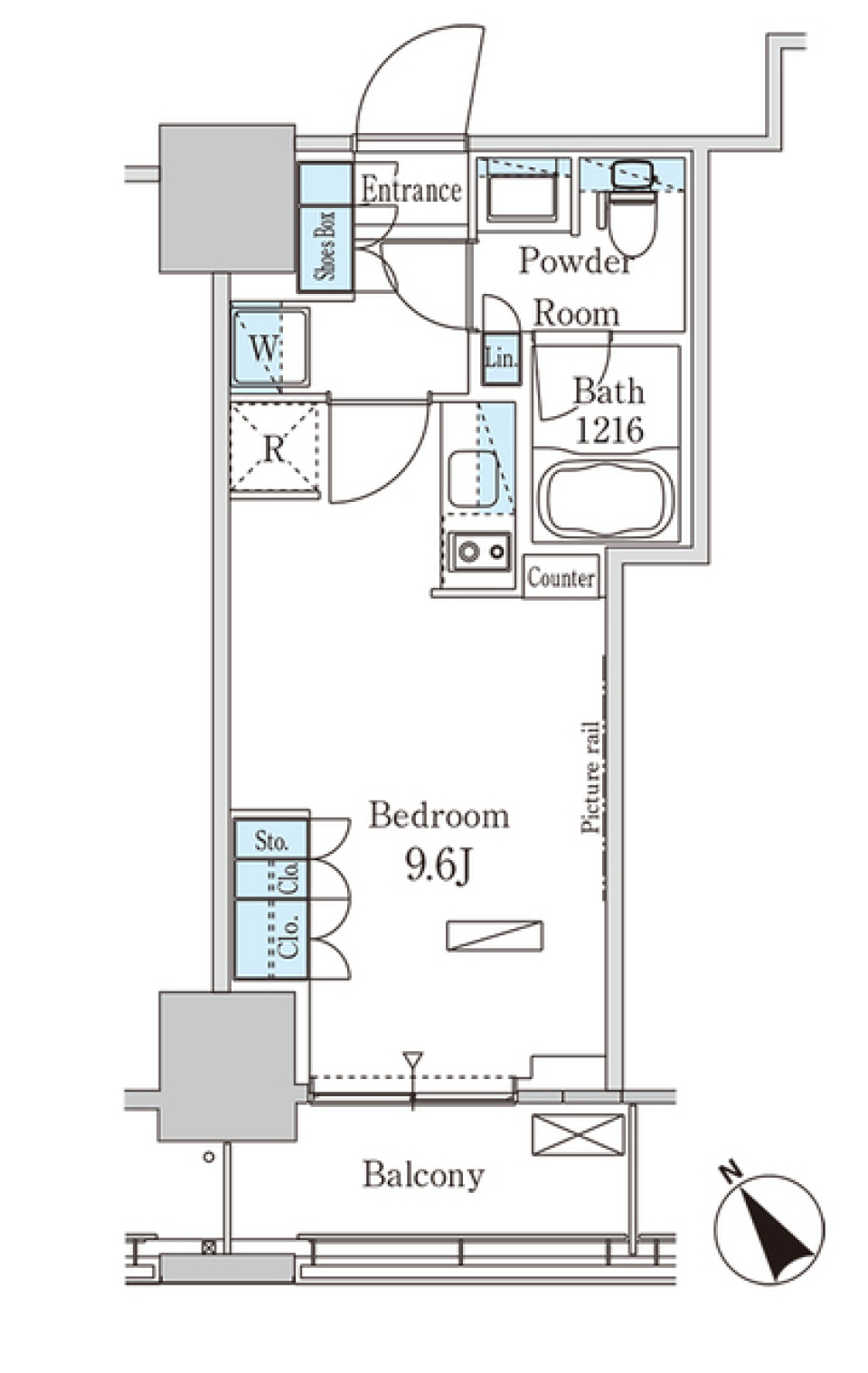 パークアクシス横濱関内ＳＱＵＡＲＥ　1408号室［ペット可］の間取り図