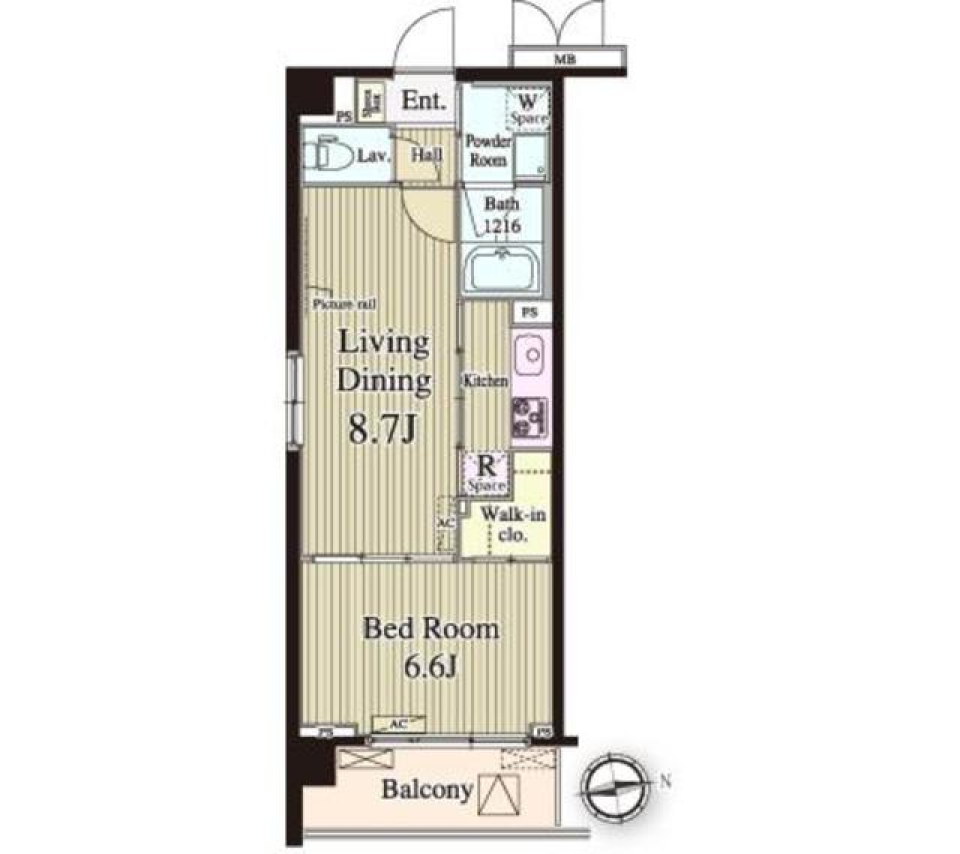 愛と冒険、世田谷の1LDKの間取り図