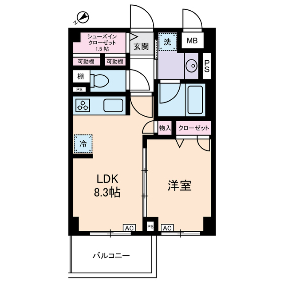 自然の調べ、ナチュラルな1LDKの間取り図