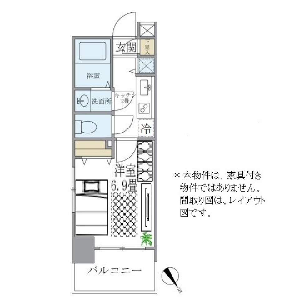 赤いキッチンでクールにこだわるの間取り図