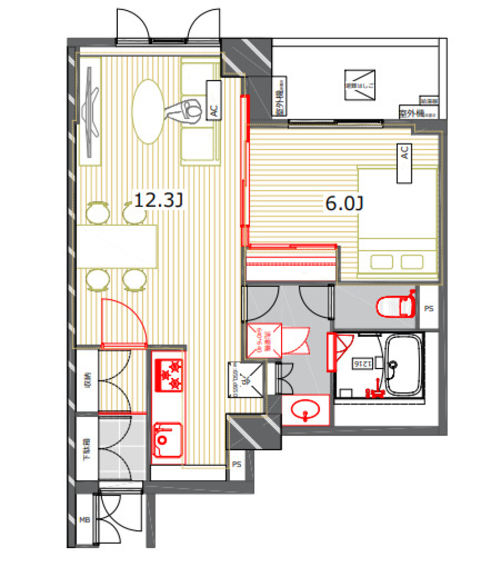 ファッショナブルでモダンの間取り図