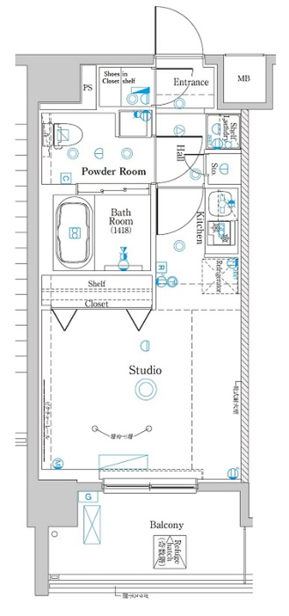 黒と白のマジカルなお部屋の間取り図