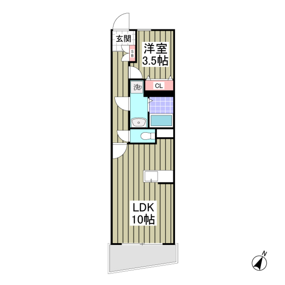 陽光に包まれる安らぎ：私だけの1LDKの間取り図
