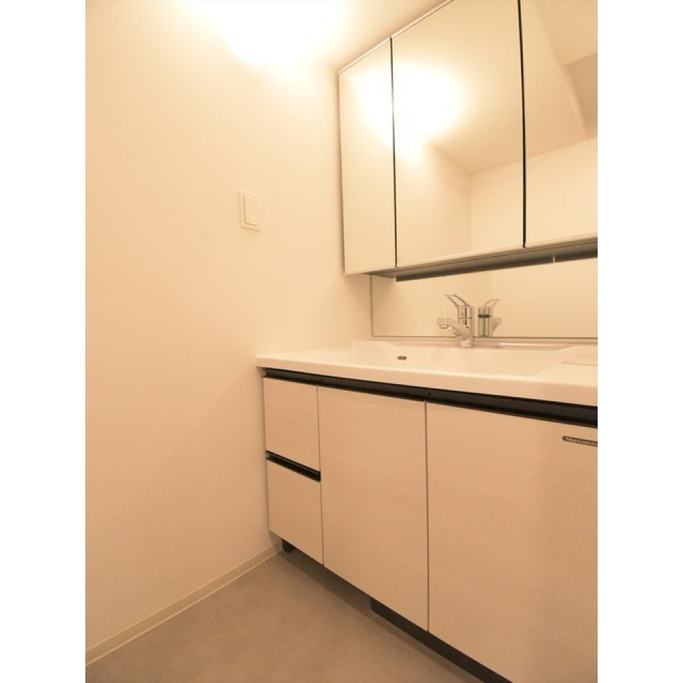 もう！早く支度したいからどいてくれない！？の、やり取りを緩和するほどの広々とした洗面台です。