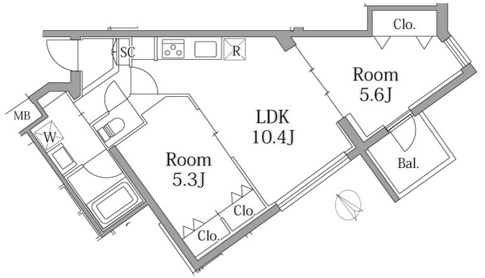 雰囲気の良い二人暮らしを大田区からの間取り図