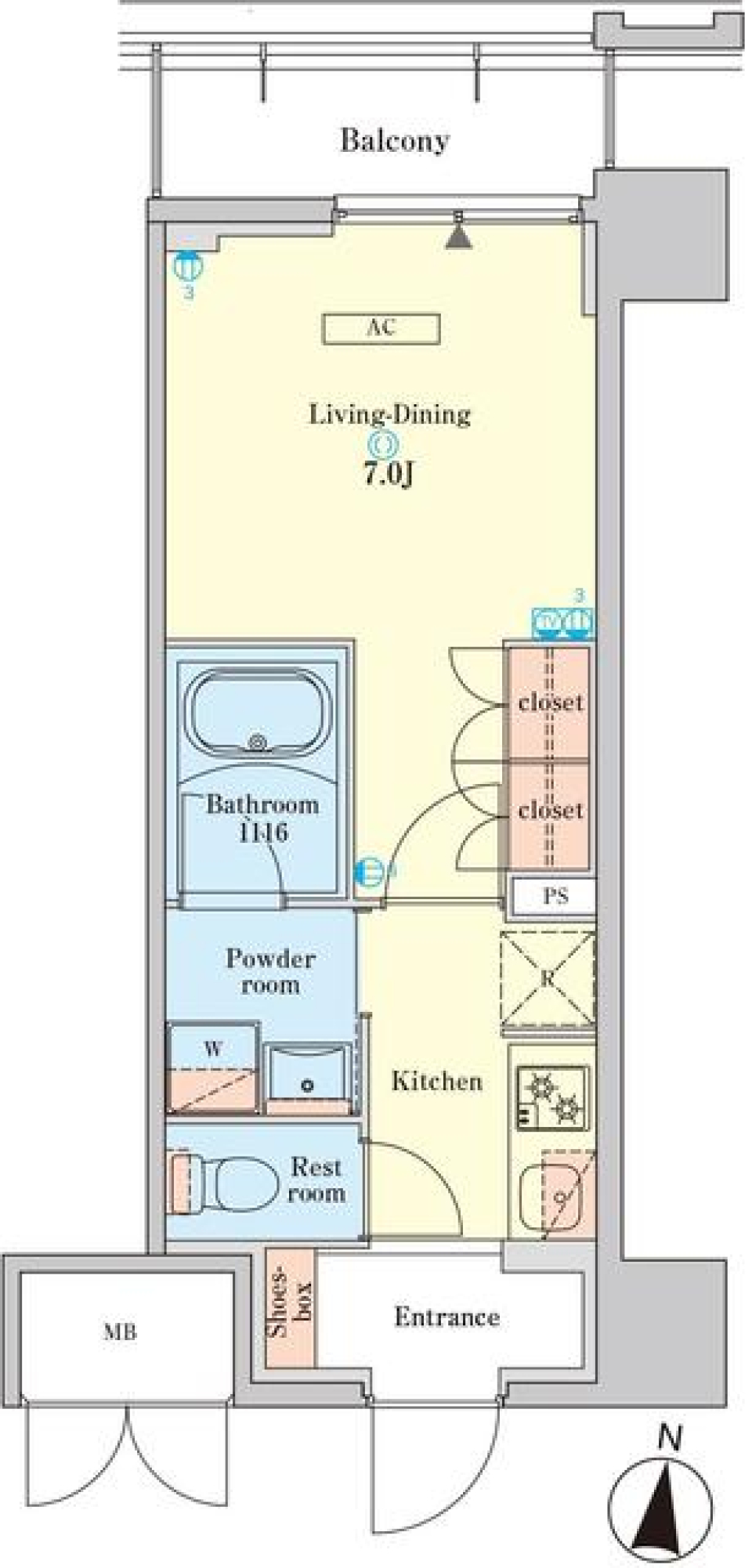 快適な暮らし、駅近1Kでスタートを！の間取り図
