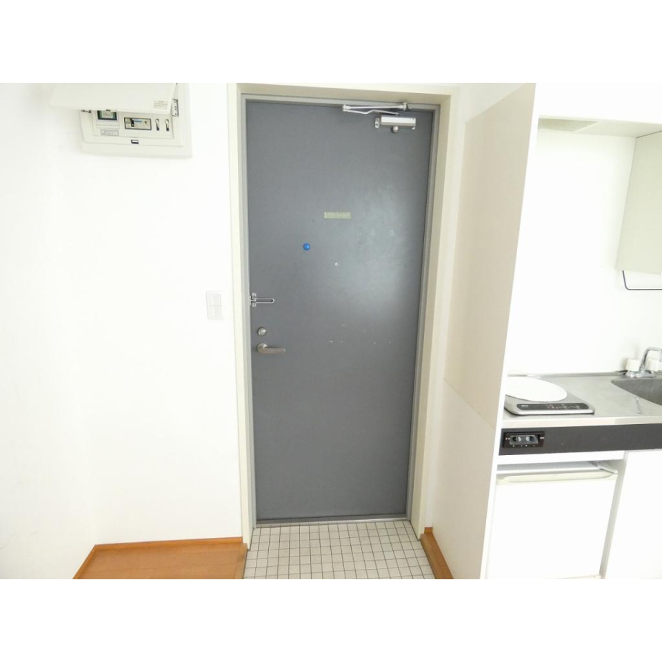 玄関の扉が、くすみグレーでカワイイポイントに！