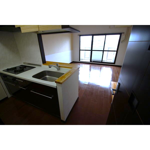 2口コンロ付きの対面式キッチン