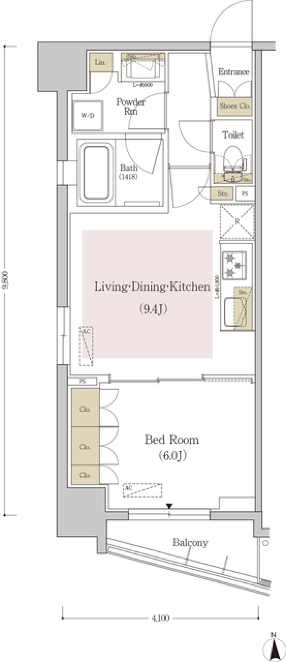 中央区の１LDKからおしゃれな生活をの間取り図