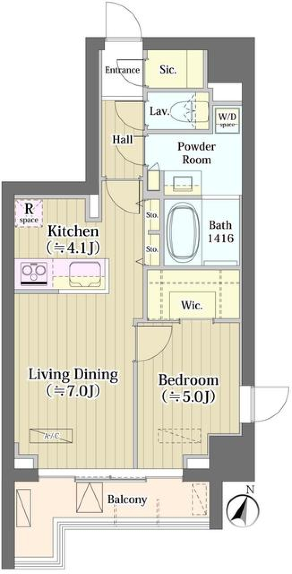 自分らしい時間を世田谷で、快適な1LDKの一人暮らしの間取り図
