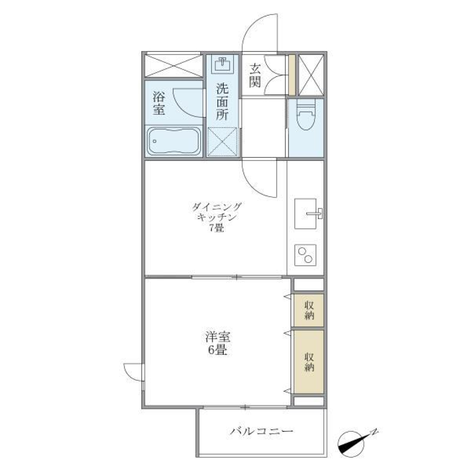 ディープブルーのキッチンの間取り図