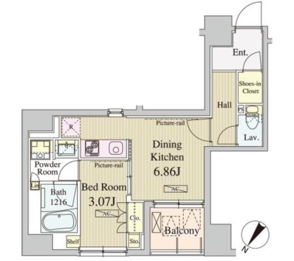 シンプルナチュラルな人形町ライフをの間取り図
