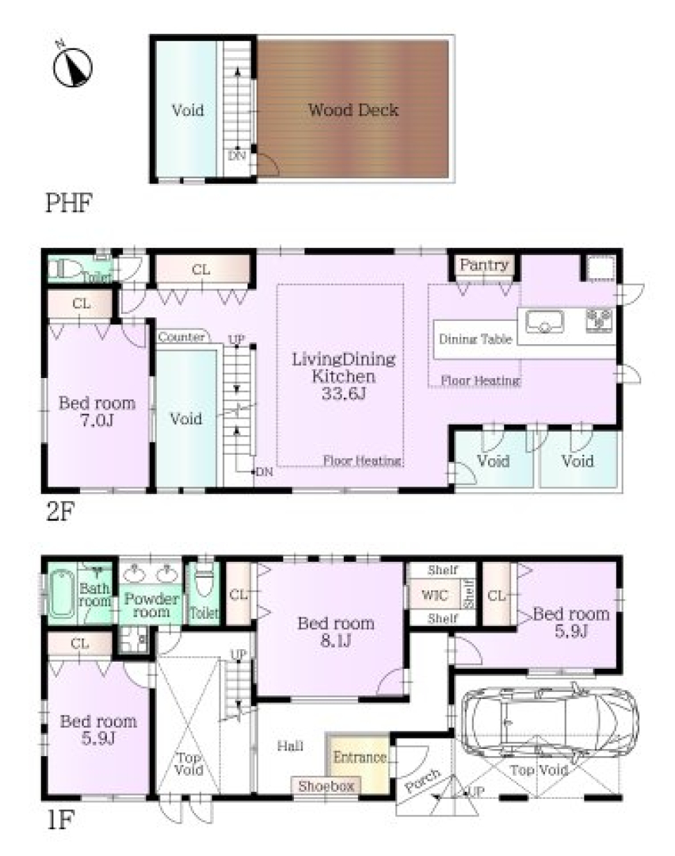 世田谷のラグジュアリーなファミリーリビングの間取り図