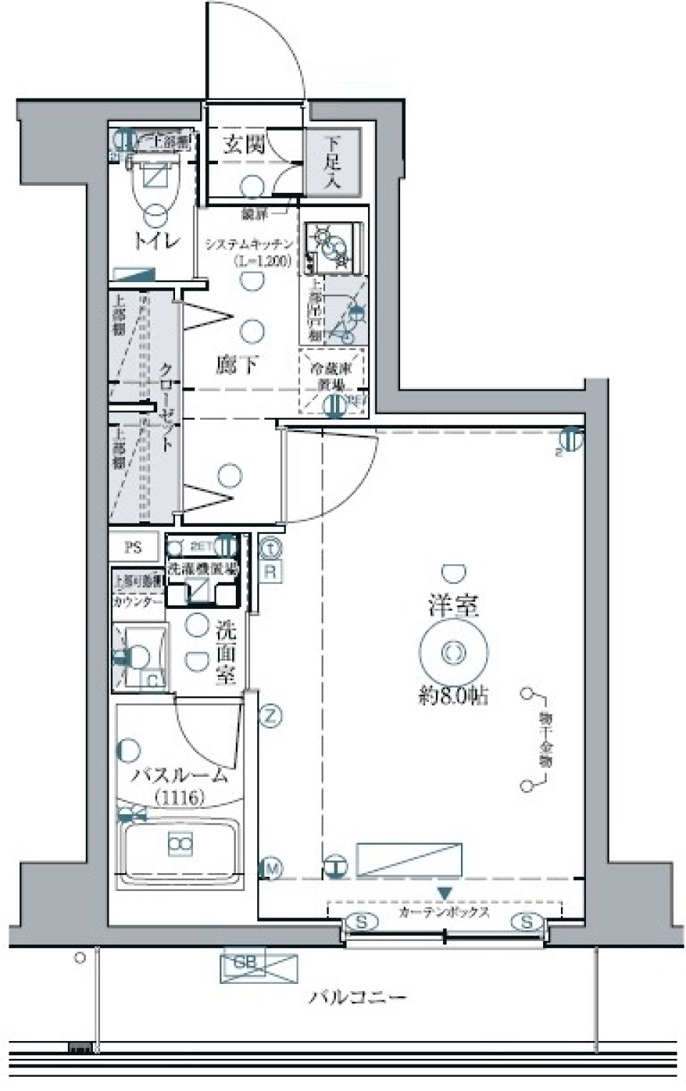 グレーの空間に魅了されての間取り図