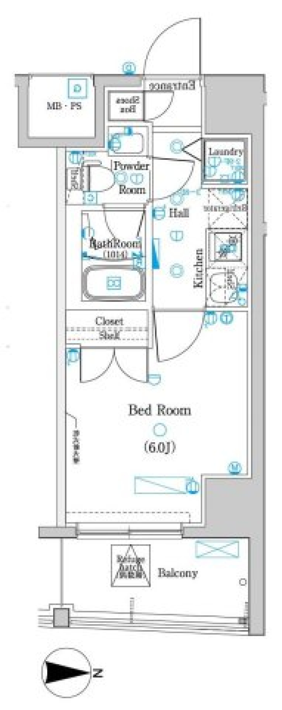 ペットと一緒に暮らす練馬区の１Kの間取り図