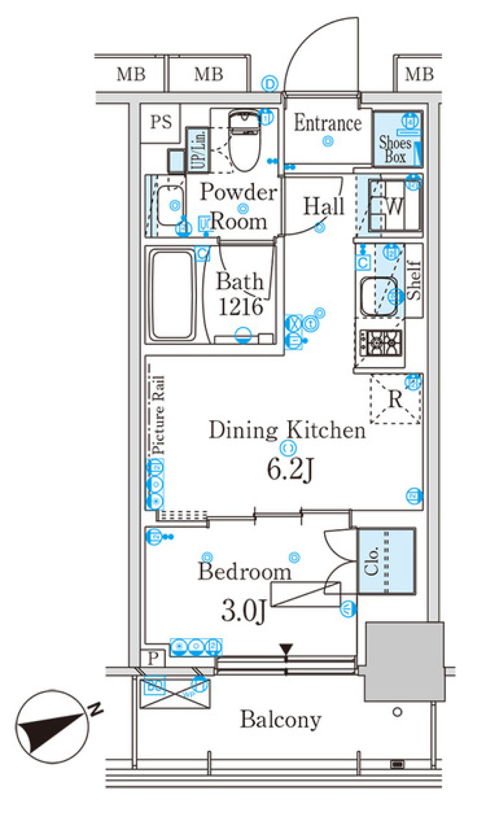 パークアクシス芝浦キャナル 209号室の間取り図