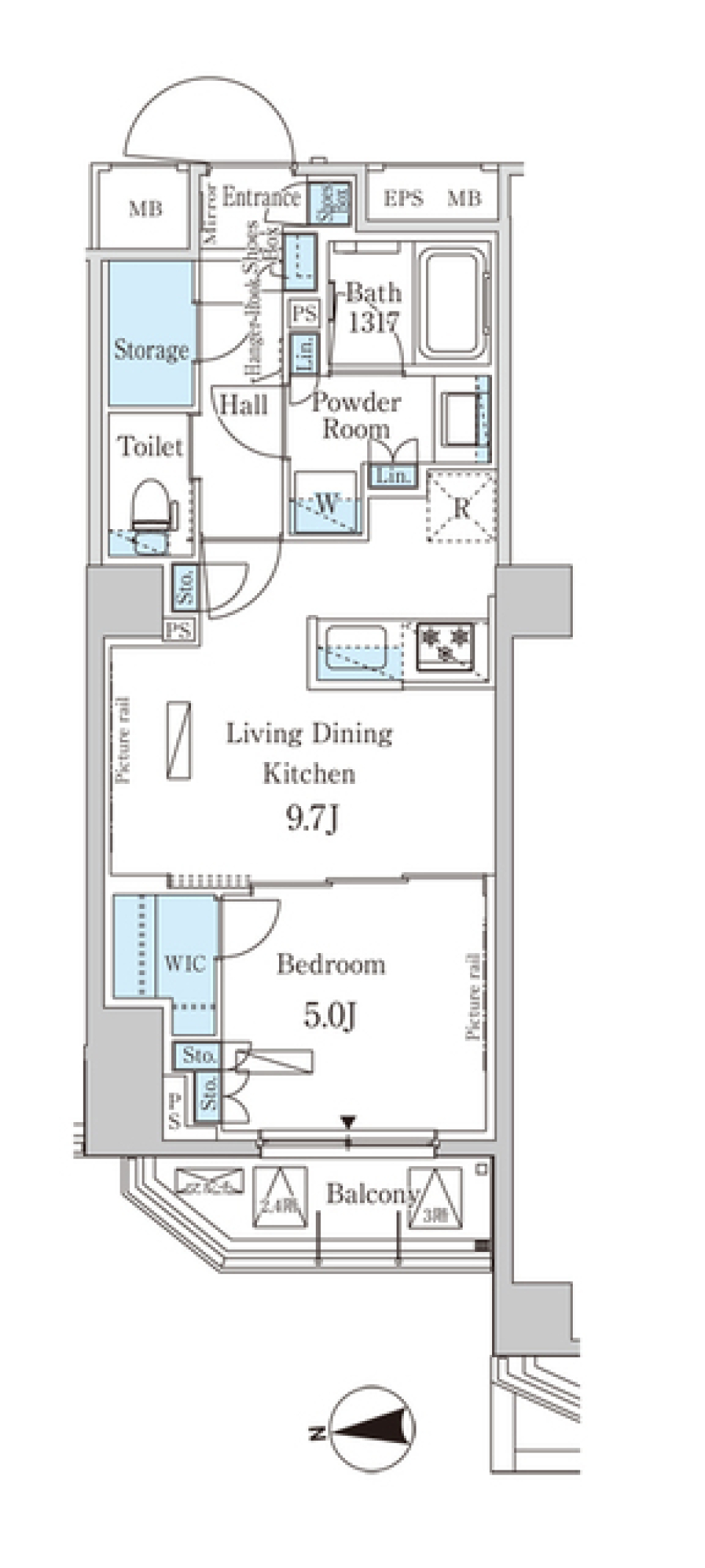 パークアクシス市谷加賀町 106号室の間取り図