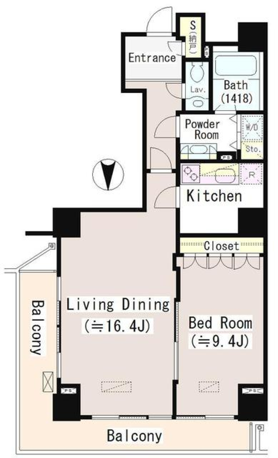 恵比寿ガーデンテラス弐番館　1001号室の間取り図