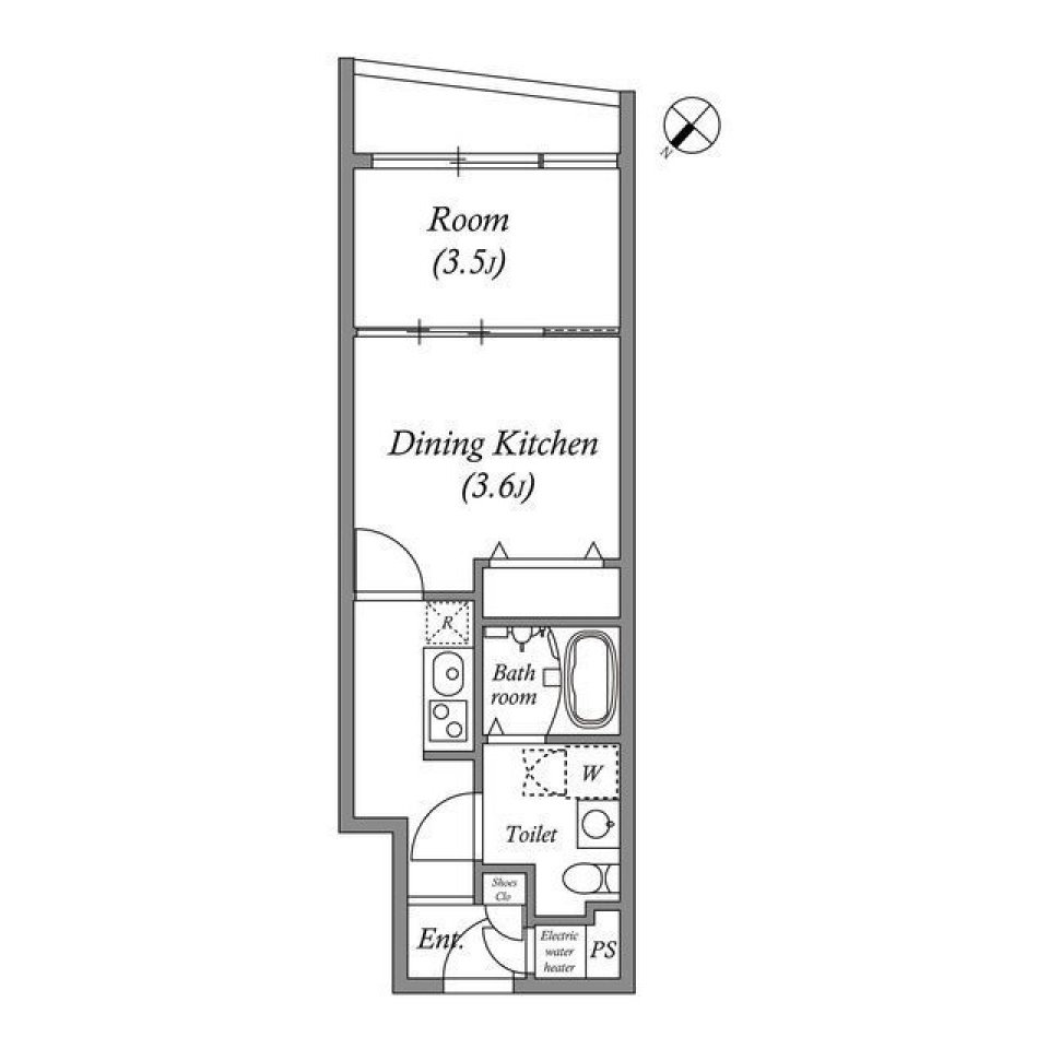 ベージュ＋木目＝ナチュラル・トーンの間取り図