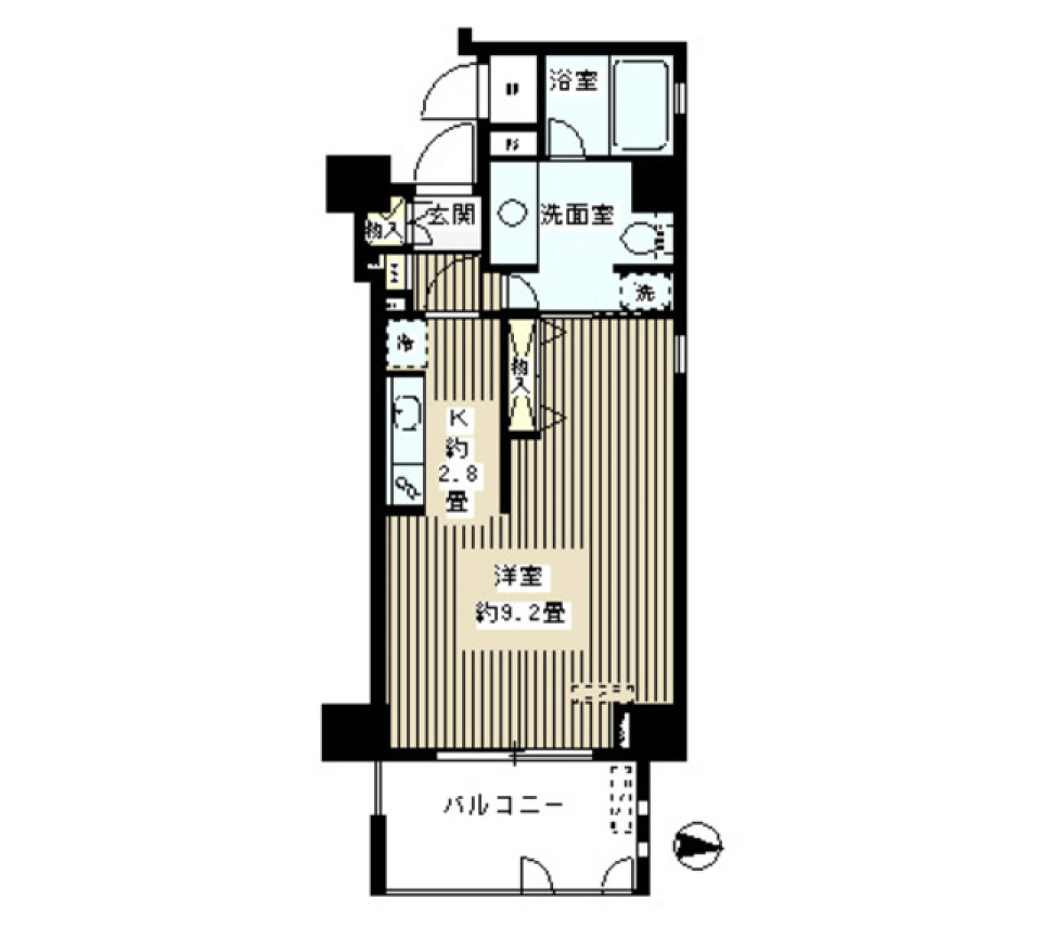 幸せがあふれる1K生活をの間取り図