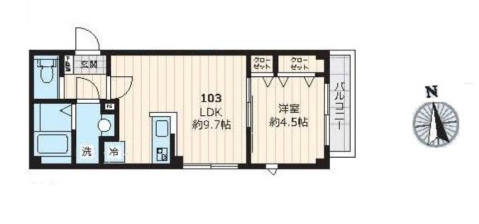 ミントグリーンのウォールで爽やかに決めての間取り図