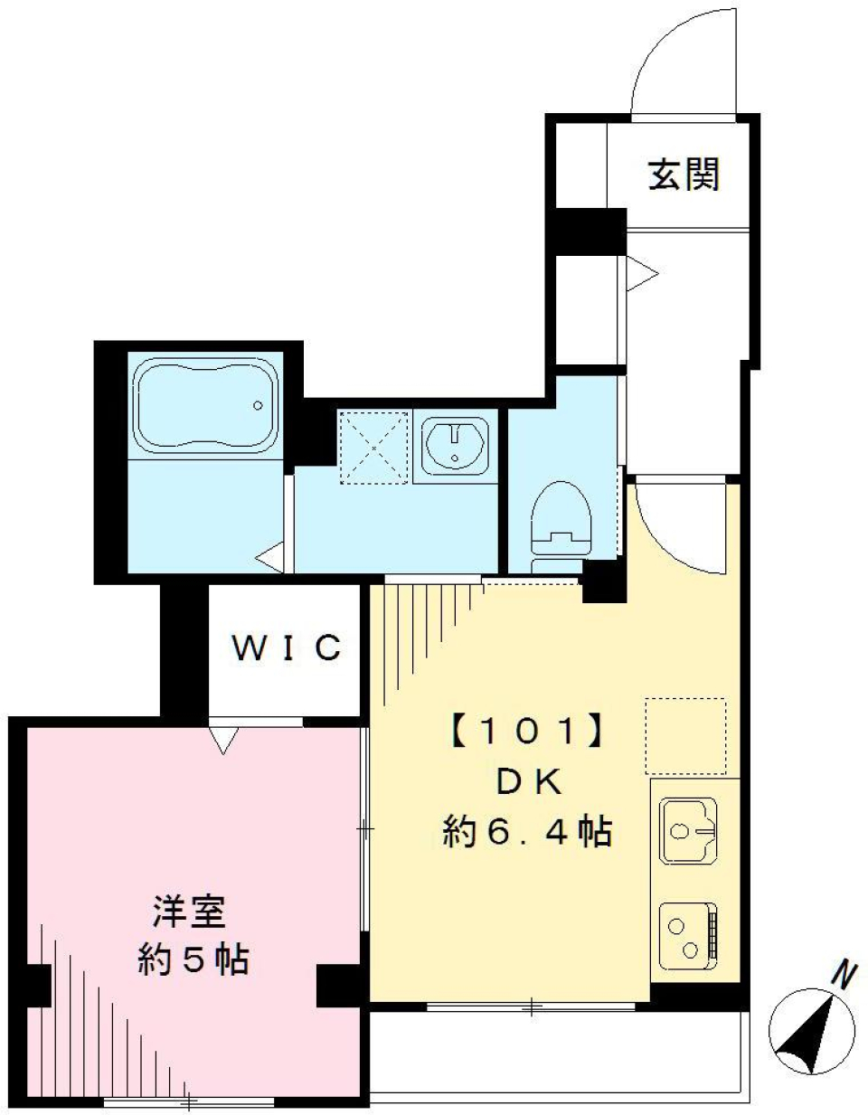 目黒区でこじんまりと暮らす１DKの間取り図