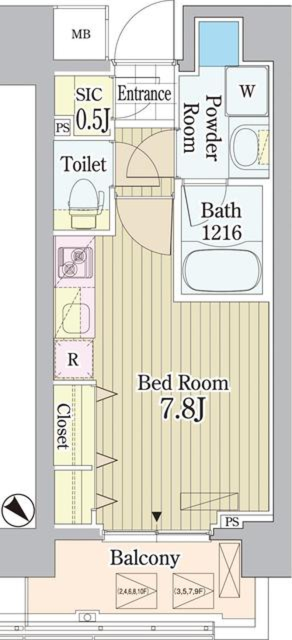 北新宿の１Rの間取り図