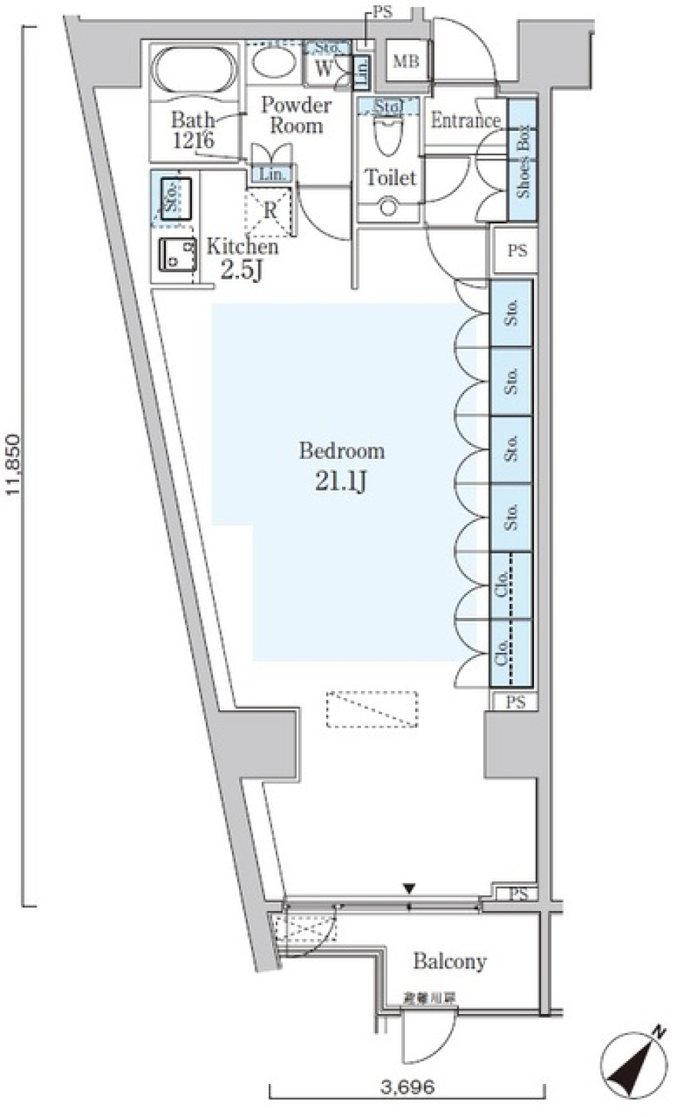 オーキッドレジデンス六本木 105号室の間取り図