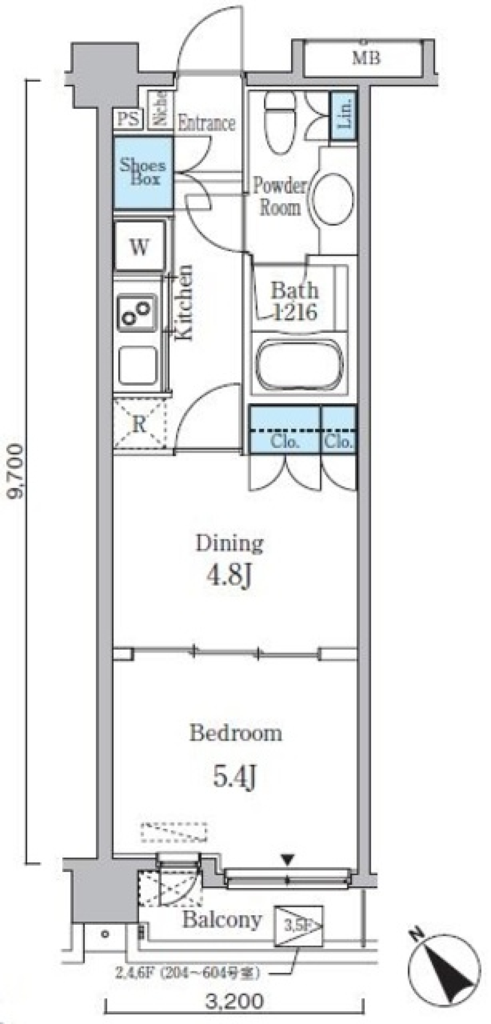 クインテット恵比寿 502号室の間取り図