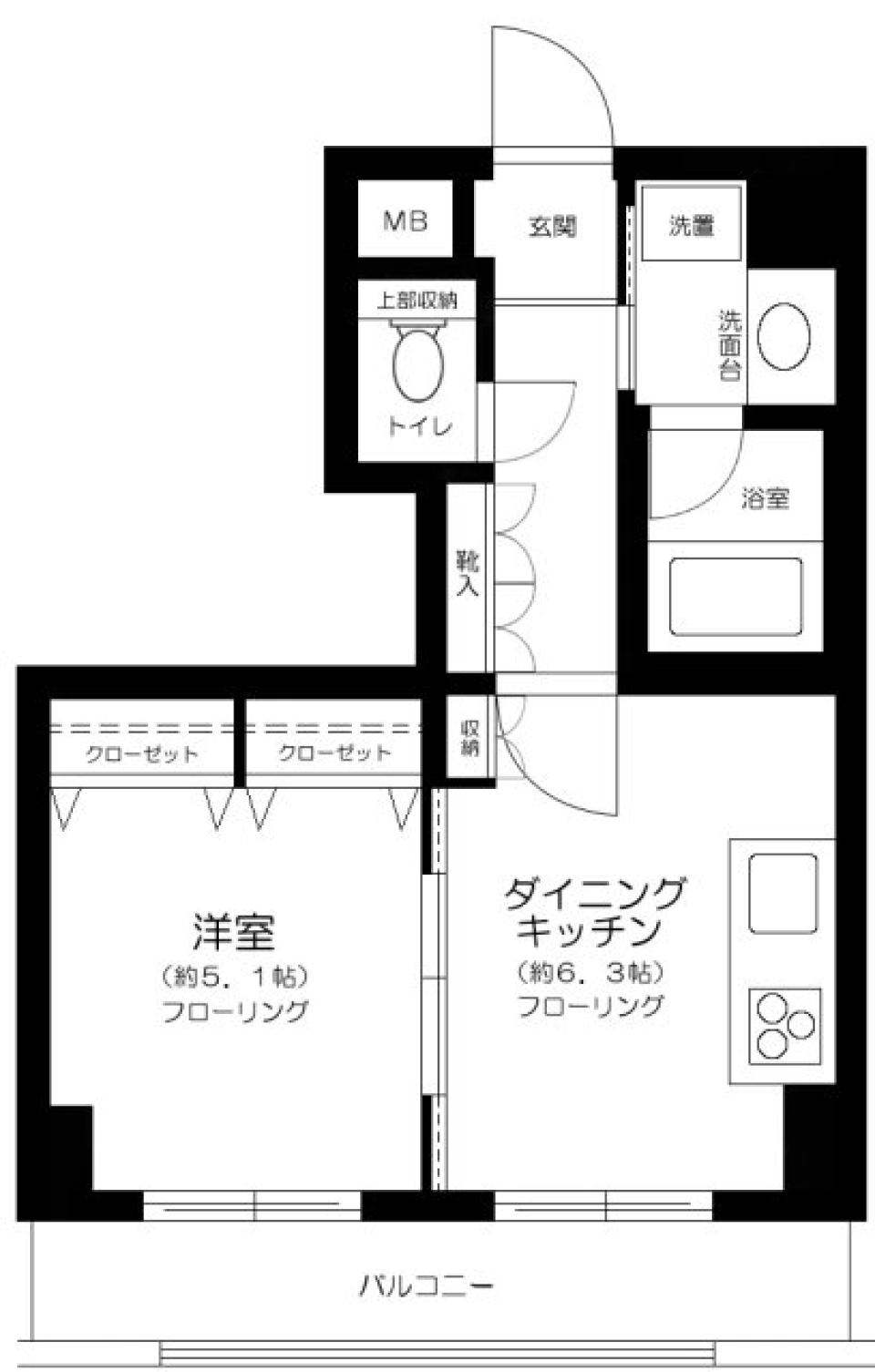 目黒川の近くで１DKに住まうの間取り図