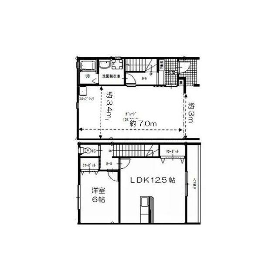 HAMANAKOを走り回るガレージハウスの間取り図