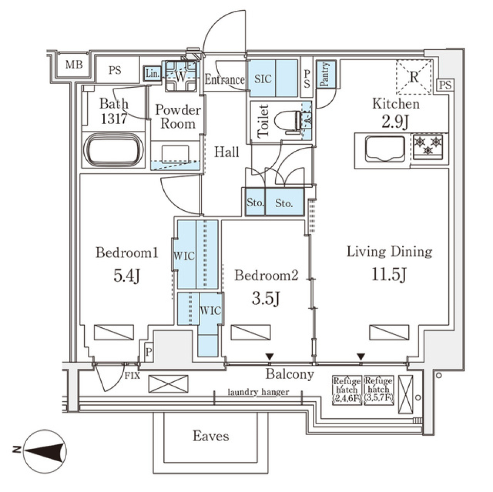 生活を豊かにする墨田区の２LDKの間取り図