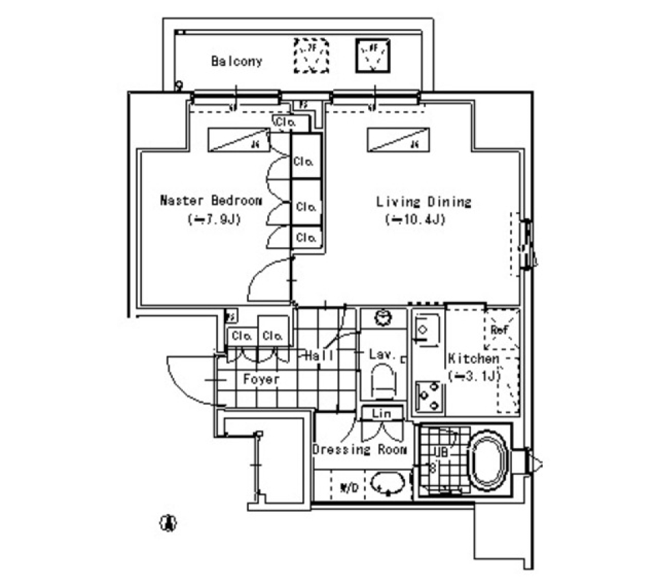 シンプルな贅沢：南青山のナチュラル・リビングの間取り図