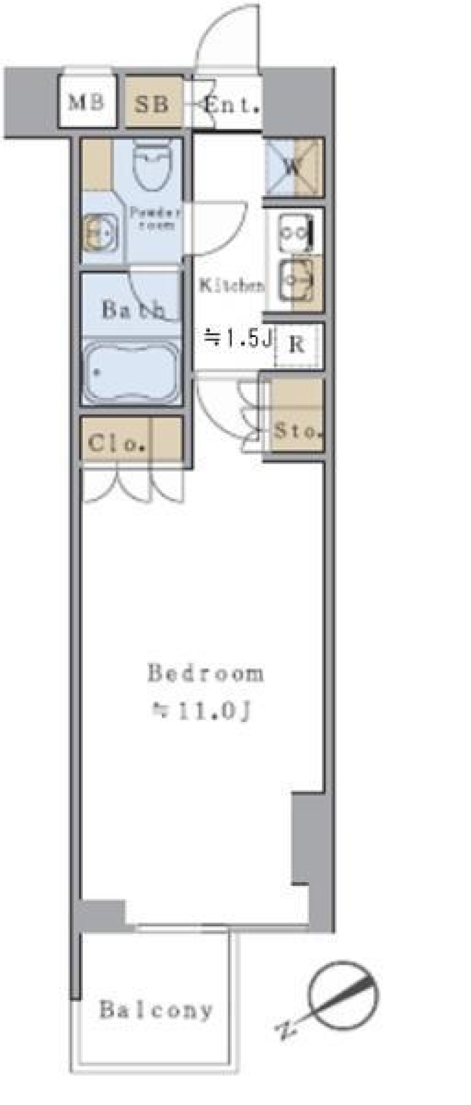 新宿御苑真横の１Kの間取り図