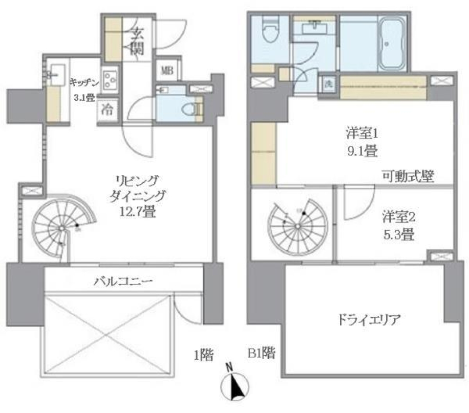 新しい世界へ導く螺旋階段の間取り図