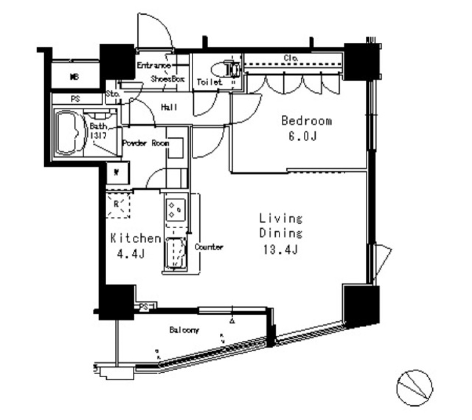 ＭＦＰＲ目黒タワー 1707号室の間取り図