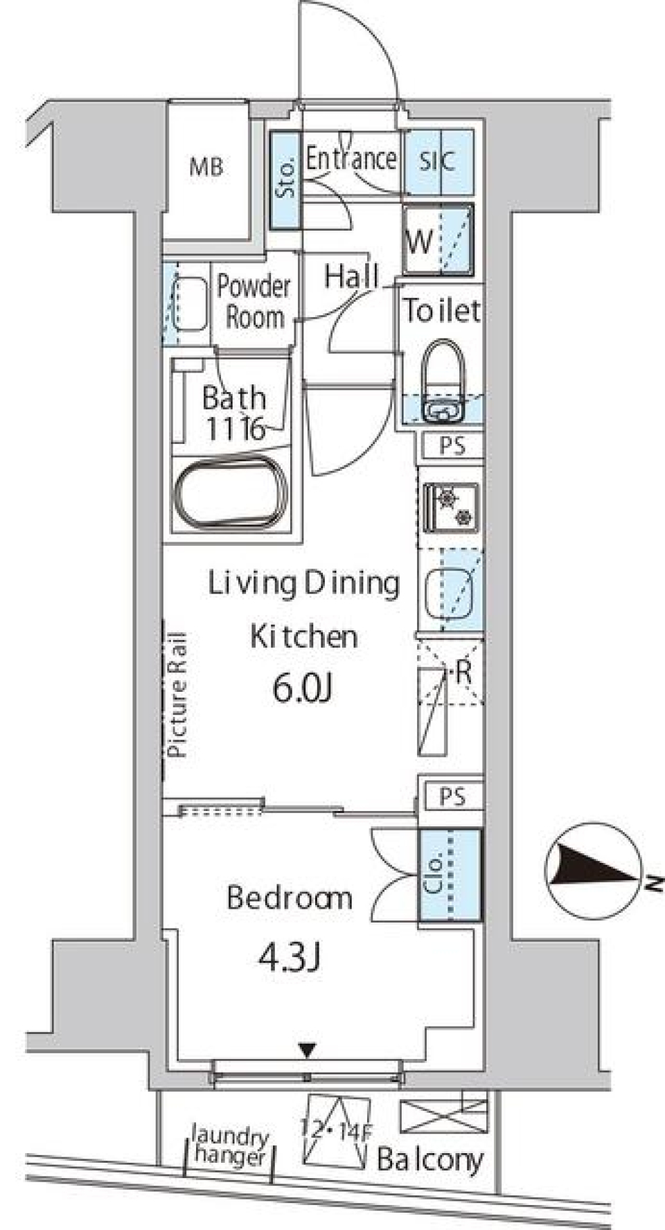 東京海洋大学の近くで１DKの住まいの間取り図