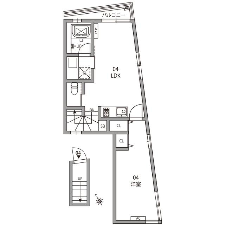 エッグカラーの柔らかな温もりの間取り図