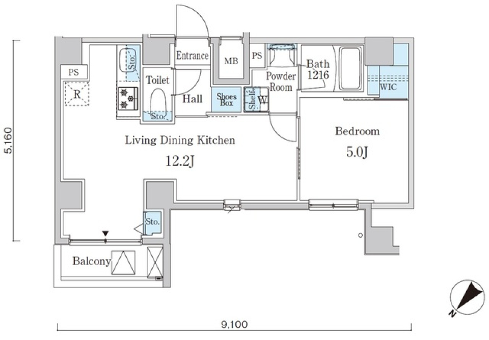 アヴェルーナ月島901号室の間取り図