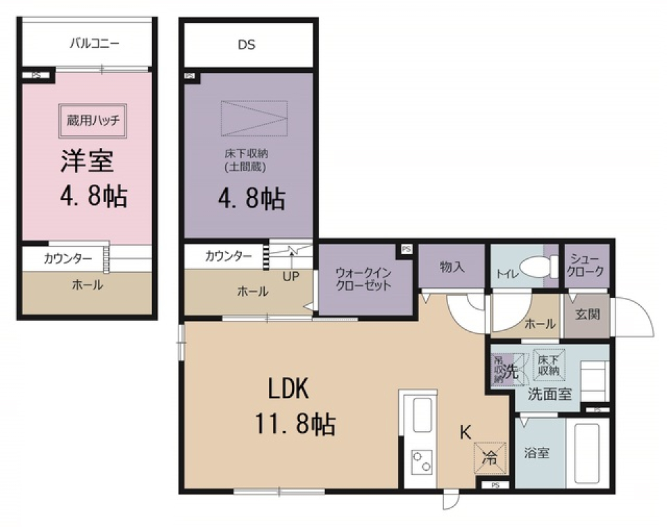 渋谷区のゆったり１LDKのお部屋の間取り図