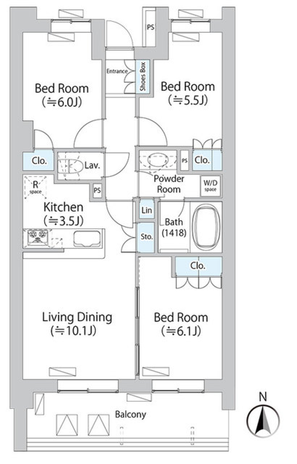 世田谷区でゆったりとした３LDKの生活をの間取り図